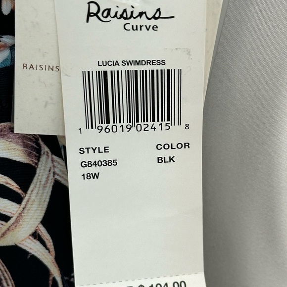 Raisins Curve Lucia Floral Print Swimdress - Black - size 18W - Picture 7 of 9